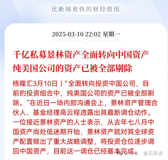 千亿私募景林再发声！美国大牛市三个要素，中国已开始出现